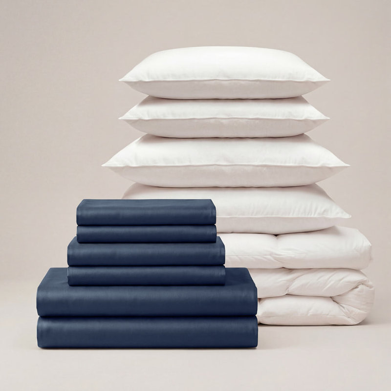 Bedding Sets Cotton No Pattern Duvet Cover Set, Double, Navy