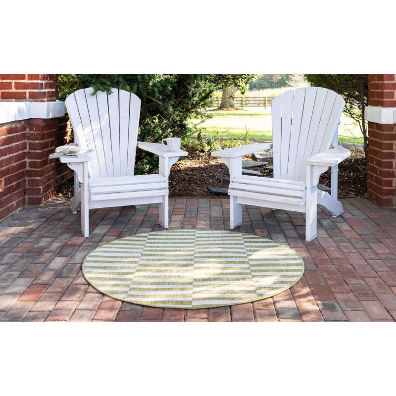 Outdoor Glimmer Area Rug Fern Color, Round 4'