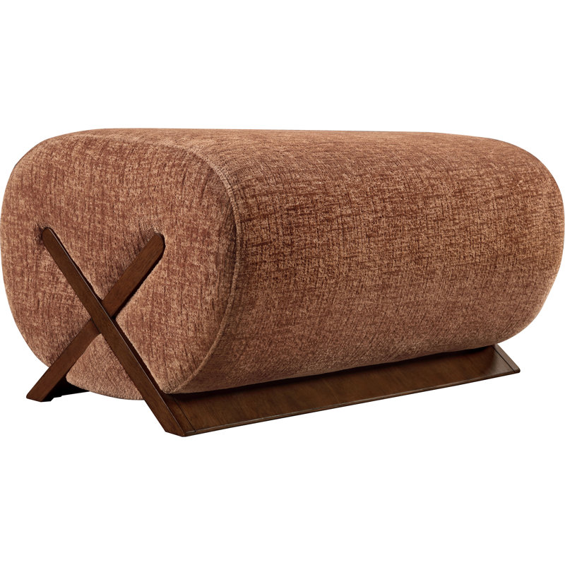 Akira Fabric Ottoman, Brown Walnut, Cognac Polyester Fabric