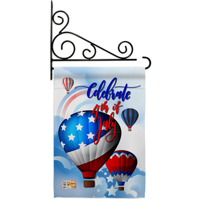 5 juillet-montgolfière à air chaud 2 faces en polyester 19 x 13 po ensemble de drapeaux
