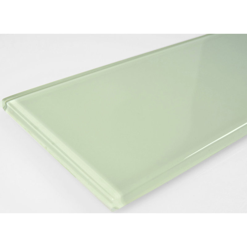 Metro 3 in. x 12 in. Glass Straight Edge Subway Wall & Pool Tile, Celery
