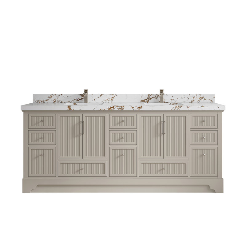 Alys 84 Double Bathroom Vanity with Top (Knobs Option), Viola Brown