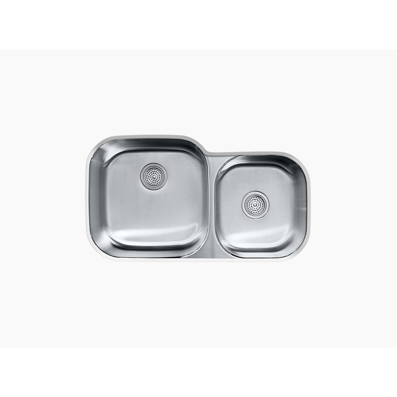 Undertone® Preserve 35-1/8" L x 20-1/8" W x 9-3/4" Under-Mount Extra Large/Medium Double-Bowl Kitchen Sink