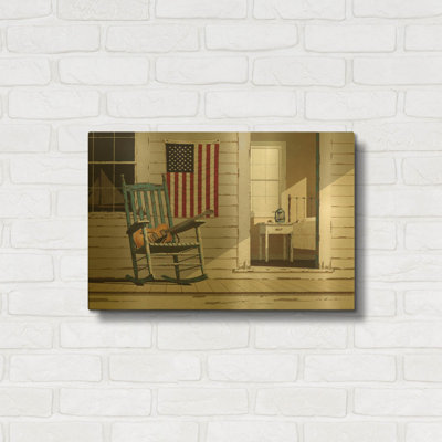 'Rocking Chair With Guitar' By Zhen-Huan Lu Gold Metal Wall Art, 24" x 16"