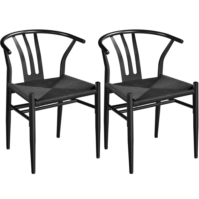 Eipper 20'' H Stacking Dining Side Chair, Black, Beige