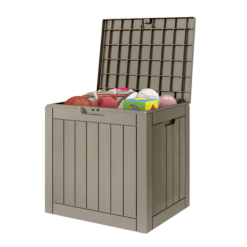 Boîte de rangement en résine résistante à l'eau 31,2 gallons, Marron clair