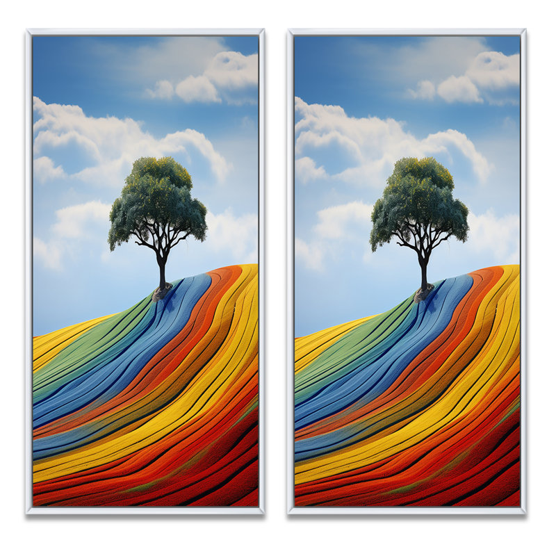 «Landscape Chromatique Symphony», 2 pièces, Cadre blanc, H 40 po x l 40 po