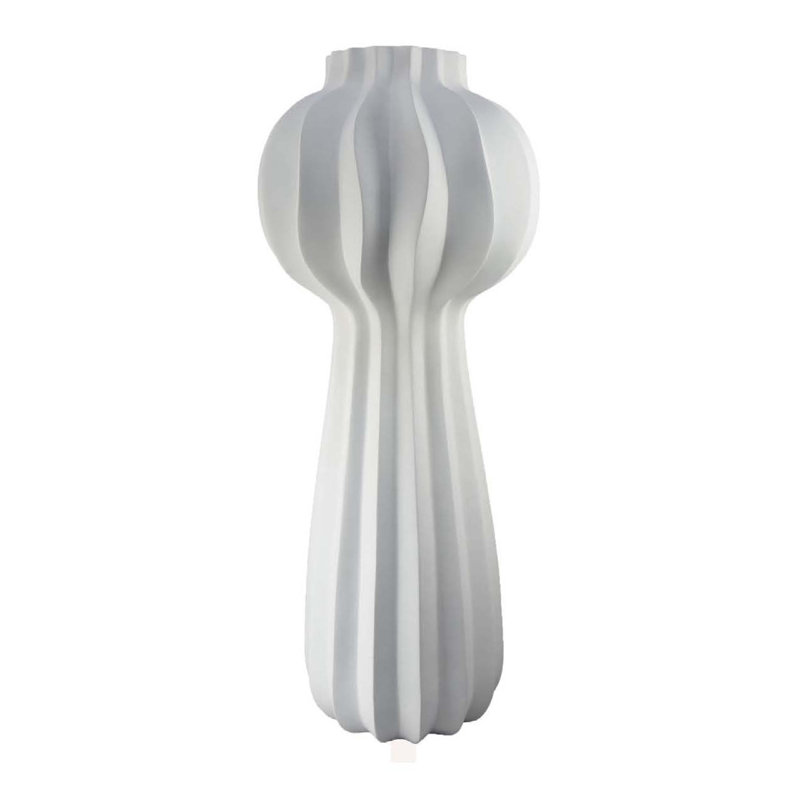 Vase décoratif Samo, ampoule texturée, résine blanche de 29 pouces, H 36,5 po x l 14,25 po x P 14,25 po