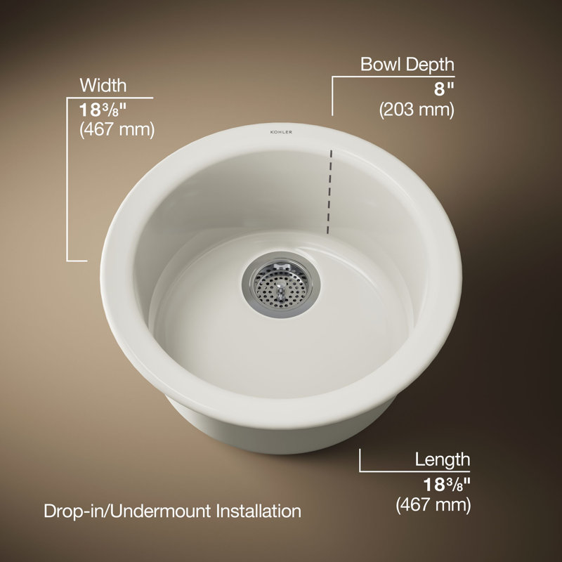 Porto Fino™ Top-Mount/Under-Mount Bar Sink, Biscuit