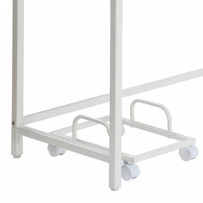 Njall L-Shape Desk with Caster Wheels, Gray/White