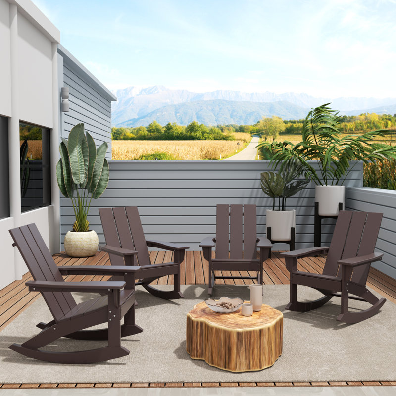 Chaise berçante d'extérieur en plastique Joubert, Brun foncé