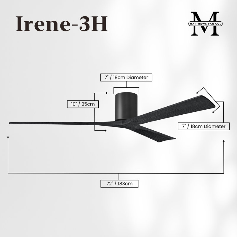 Irene Ceiling Fan, Matte Black, Matte Black, 72"