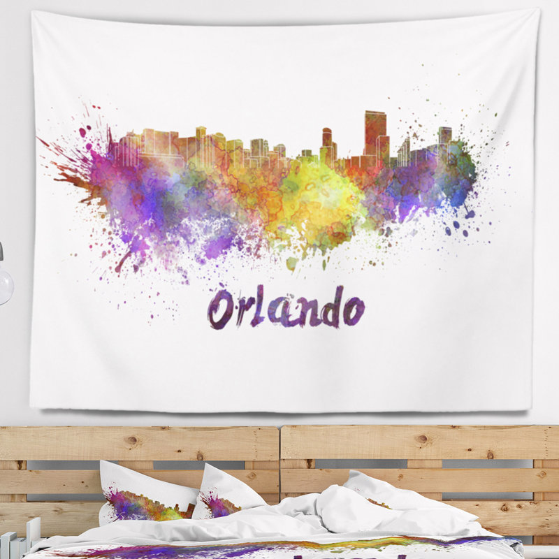 Orlando skyline tapisserie Cityscape, H 32 po x l 39 po