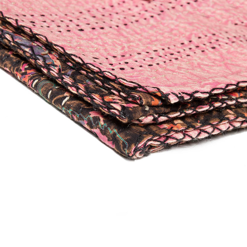 70" Multicolored Cotton and Faux Fur Handmade Throw Blanket