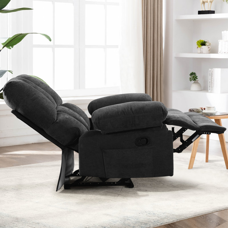 Acotas Oversized Chenille Standard Recliner Chair, Gray