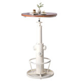 Dining Table Pine Round Solid Wood Top Metal Base Dining Table