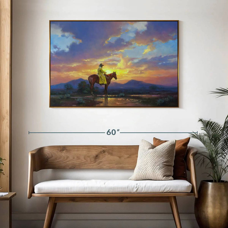 Soleil brûlant, 46 po x 31 po, Cadre flottant doré