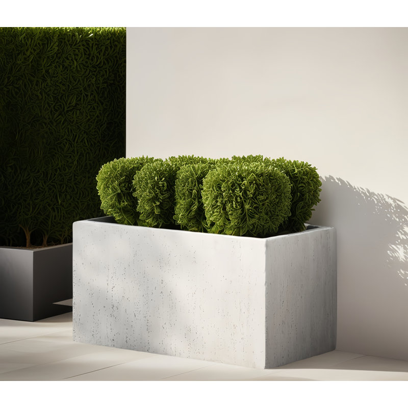 35''Loutdoor Large Square Mgo Planter Box, 18" H x 18" W x 35.25" D, White