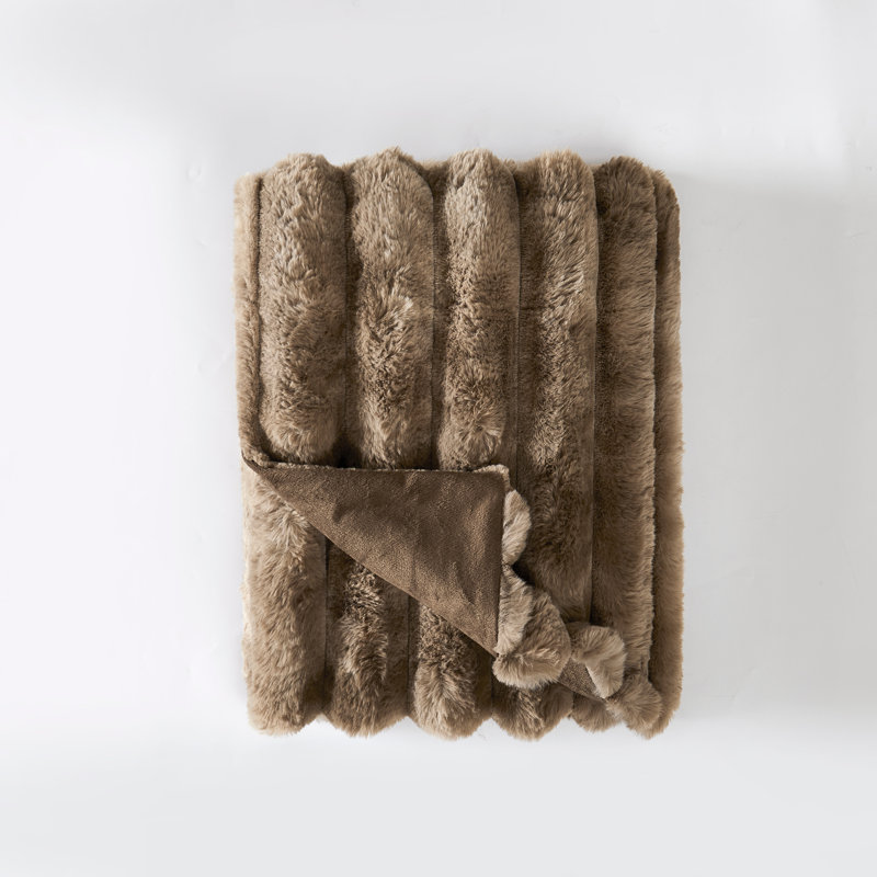 Jeté en fausse fourrure Frye Haze Channel, Brown