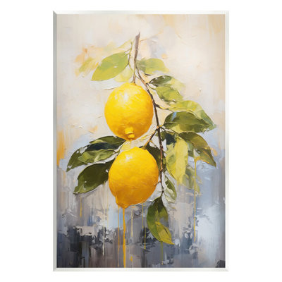Abstract Lemon Branch Wall Plaque Art by Ramona Murdock