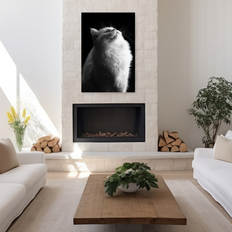 Art contemporain abstrait blanc et noir, H 48 po x l 32 po