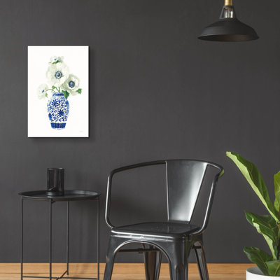 «Floral Chinoiserie 2 Cobalt» par Danhui Nai, art mural en verre acrylique