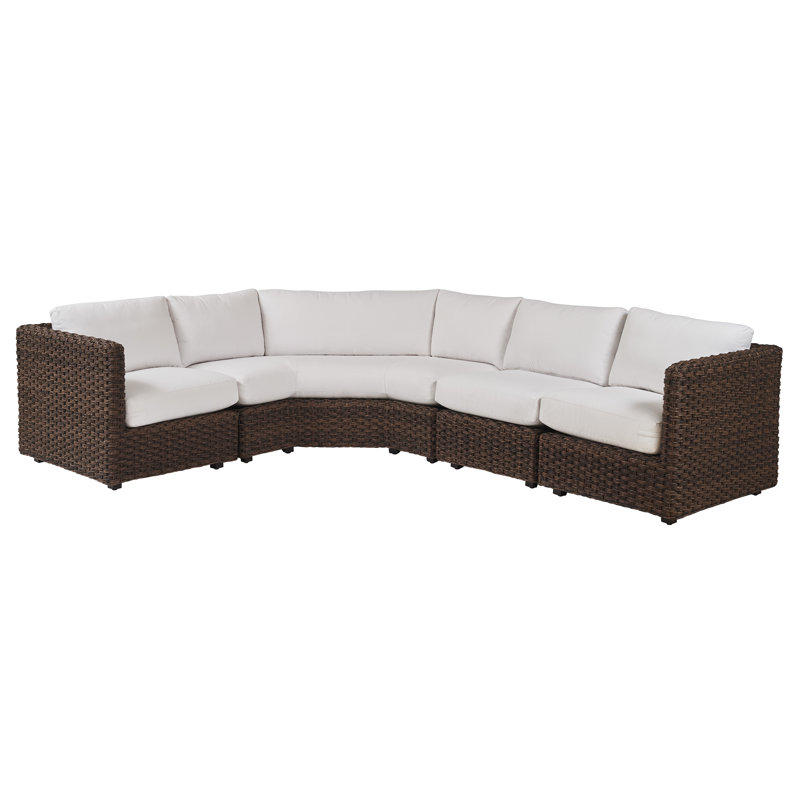 Kilimanjaro 126" Wide Outdoor Wicker Curved Patio Sectional with Sunbrella Cushions
