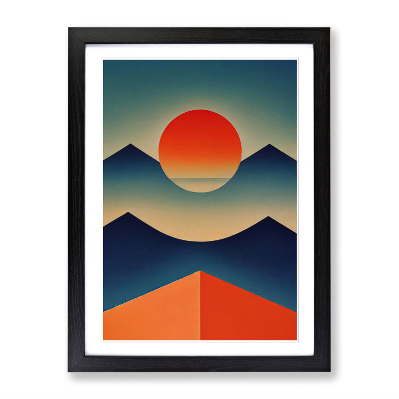 Anga Minimalism Sunset - Picture Frame Print, 34cm H x 25cm W x 2cm D, Oak