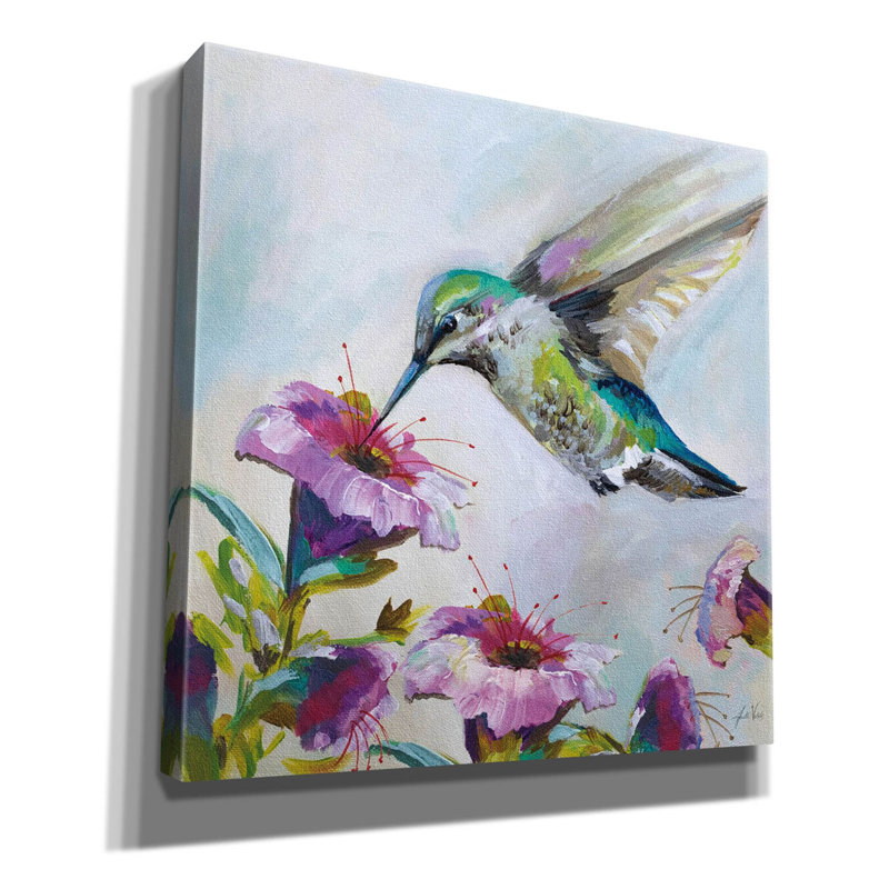 Art mural sur toile Epic Graffiti «Hummingbird 2 Florals» par Jeanette Vertentes, H 26 po x l 26 po x P 1,5 po