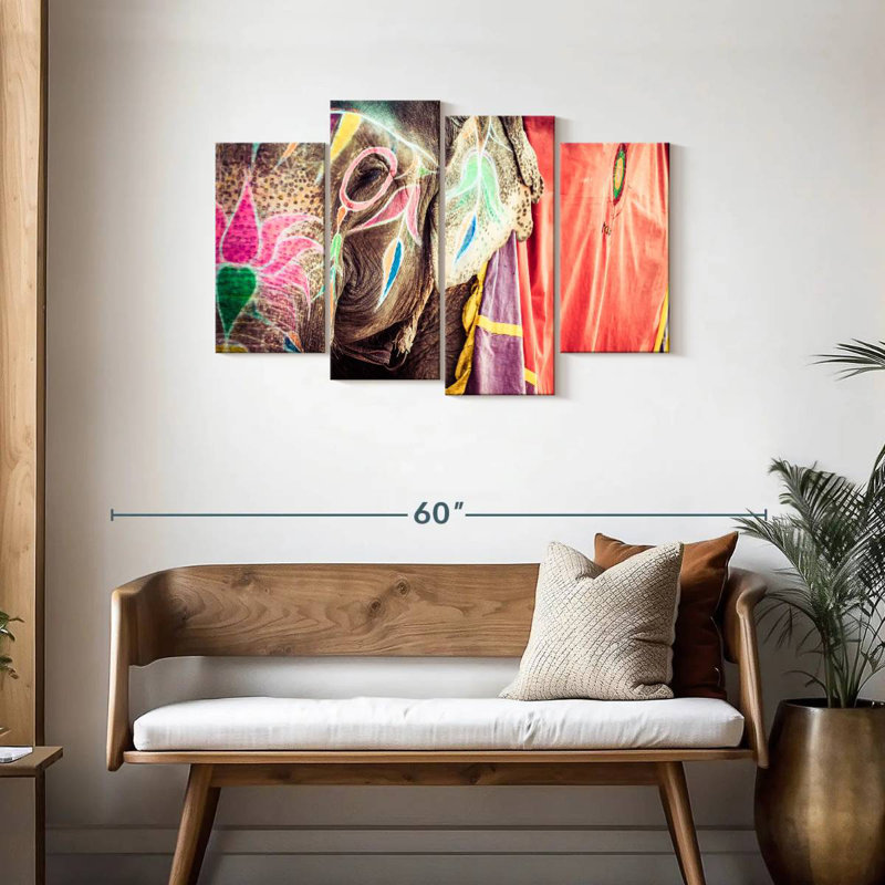 Brampt Holi Painted Elephant, 27" H x 43" W