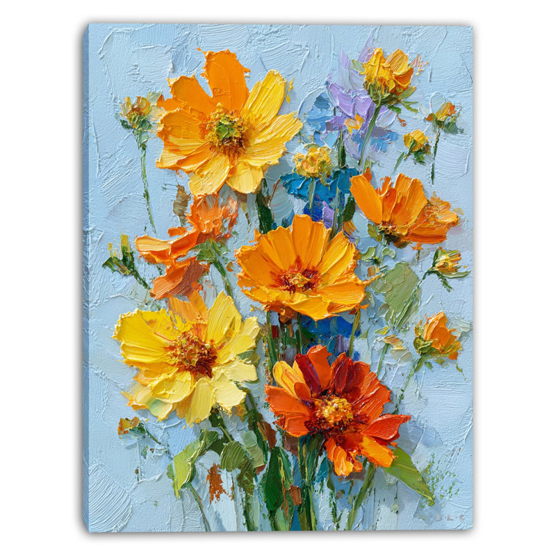 «Summer Garden Bouquet», art mural sur toile tendue, H 36 po x l 24 po