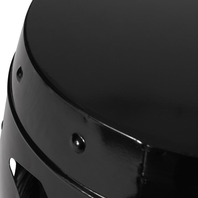 Modern Side Table With Powder-Coated Iron Frame And Cut Design, 16.22"X16.22"X20.2", Black, Ready To Use Large Metal End Frame, 16.5"X16.5"X20.75", No Assembly Needed,