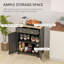 Buffet noir vieilli avec comptoir en bois massif, armoire de rangement moderne avec portes à 2 tiroirs et tablette réglable