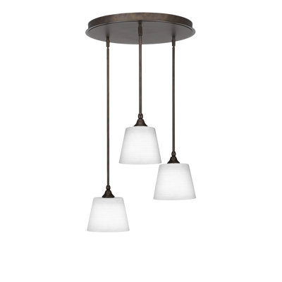 Empire 3 Light Stem Hung Cluster Pendalier With 10" White Matrix Glass