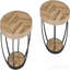 Table basse ronde, table basse circulaire de 31,7 po pour le salon, table d'appoint moderne en bois à 2 niveaux avec tablettes ouvertes de rangement, grain de bois et noir