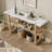 Narrow Console Table With Marble-Effect Top, Retro Entryway Table With Open Shelf, Sofa Table For Entryway, Hallway And Living Room-756843753