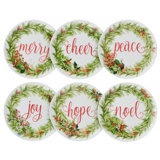 Festive Garland 7-In Bone China Appetizer Plates, Set Of 6