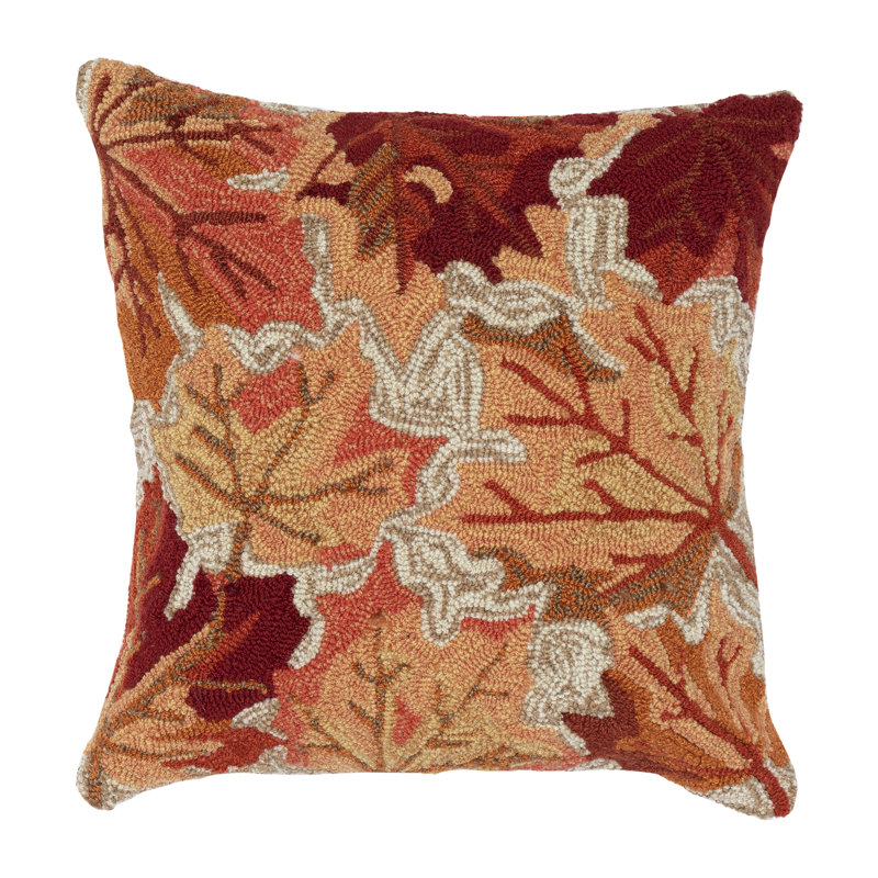 Housse de coussin à motif floral carré intérieur / extérieur Frontporch Falling Leaves, Orange / rouge / beige