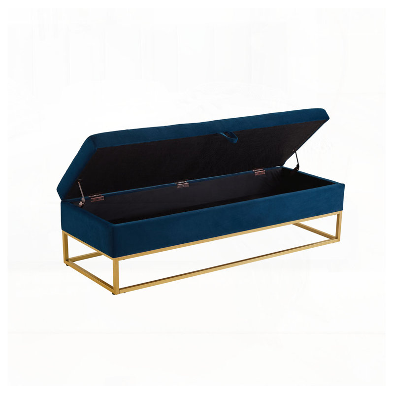 58.6"Upholstered Tufted Bed Bench with Storage, Navy Blue