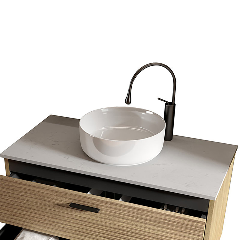 Integrated White Ceramic Bathroom Basin Sink - Drain Sold Separately | Gift Idea