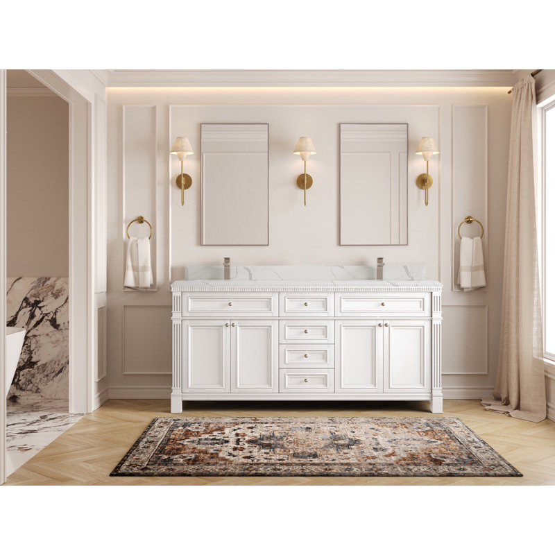 Paris 72 po X P 22 po Meuble-lavabo double D, Calacatta Laza