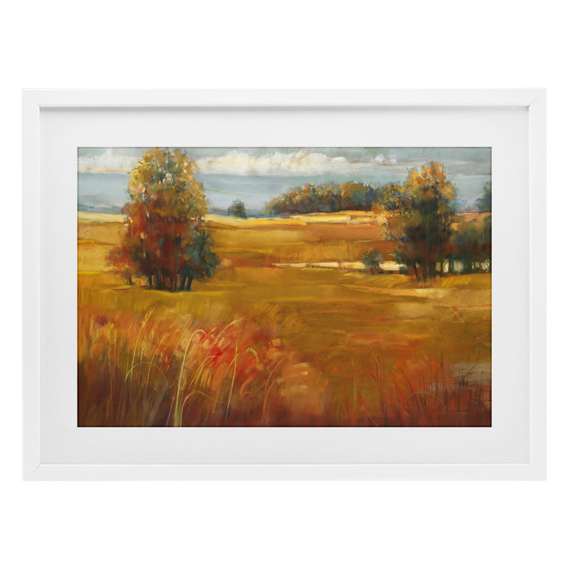 «Octaval Light Countryside», reproduction sous verre encadrée, design par Carol Rowan, H 14 po x l 20 po, Cadre blanc côtier