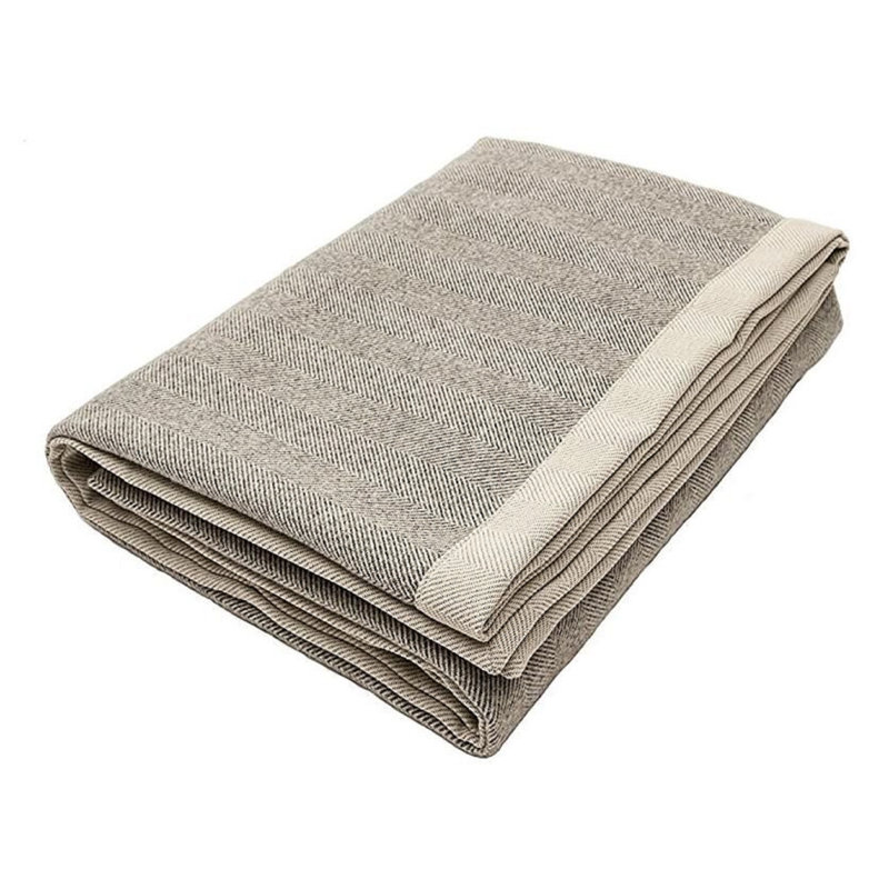 Herringbone Throw Blanket, Charcoal, W265 x L380cm