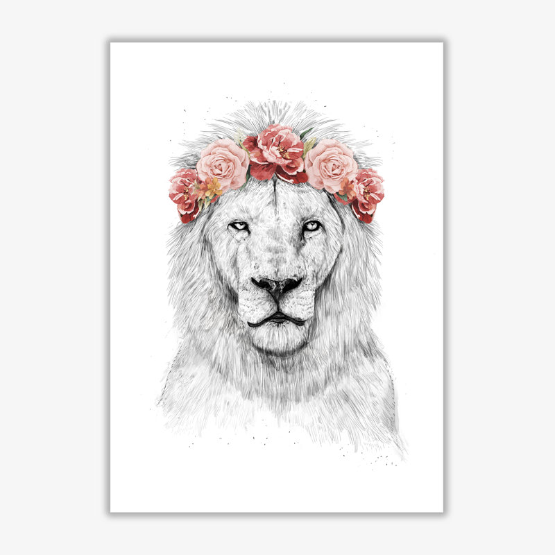 Festival Floral Lion by Mercedes Lopes Charro - Print, No Frame, 84 cm H x 59.4 cm W x 1 cm D