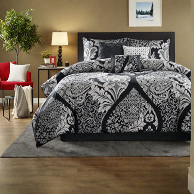 Premium Queen Bedding Sets Cotton Sateen Damask, Modern Home Style
