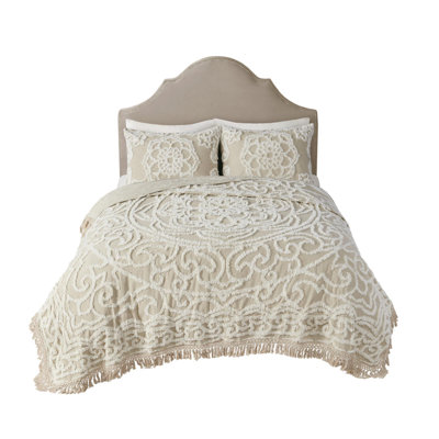 Cotton Tufted Floral Comforter 3 Piece Set