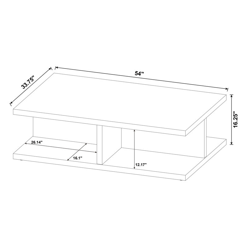 Metron Mango 2-Piece Coffee Table Set with Open Storage, Engineered Wood, Contemporary Rectangular Design