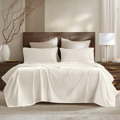 Ensemble de draps en satin de coton 4 pièces ivoire