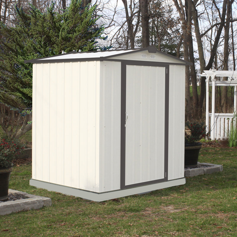 Cream and Charcoal 6' x 5' Steel Storage Shed with Swing Door