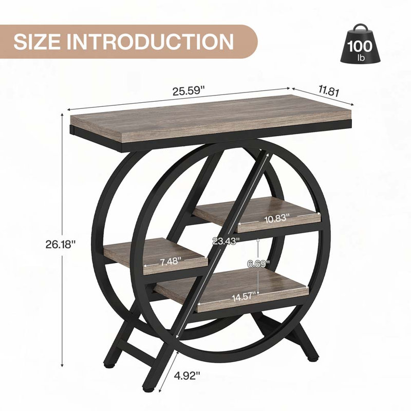 Table de bout avec tablettes de rangement à 3 niveaux